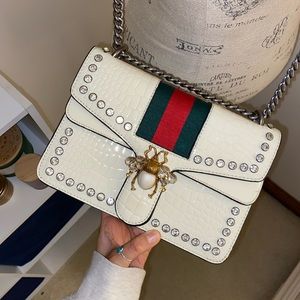 White Studded Bee Crossbody